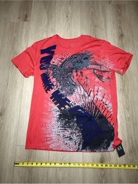 EXCHANGE Coral Red Graphic Crew Neck Tee